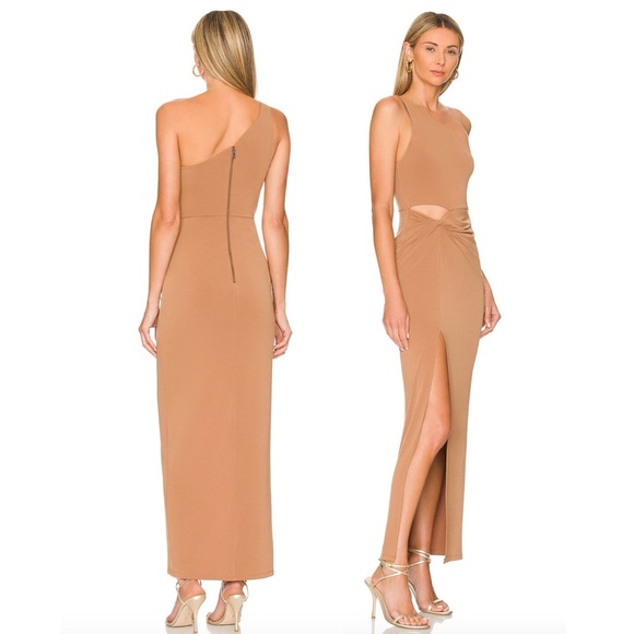 Alice + Olivia Ashby Hip Cutout Dress in Camel - Picture 7 of 7